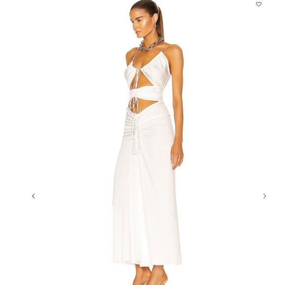 NWT Christopher Esber Disconnect Ruched Halter Dress in Natural size 4 - Picture 3 of 11